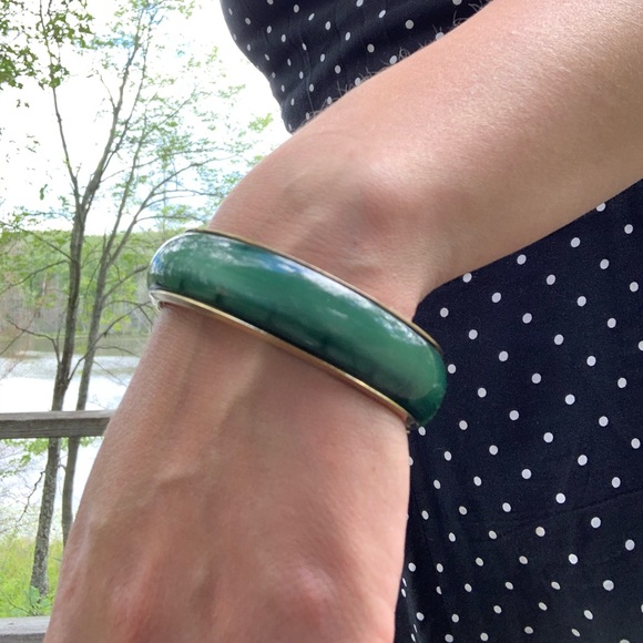 Vintage Jewelry - Vintage Bangle Bracelet Set Gold & Green